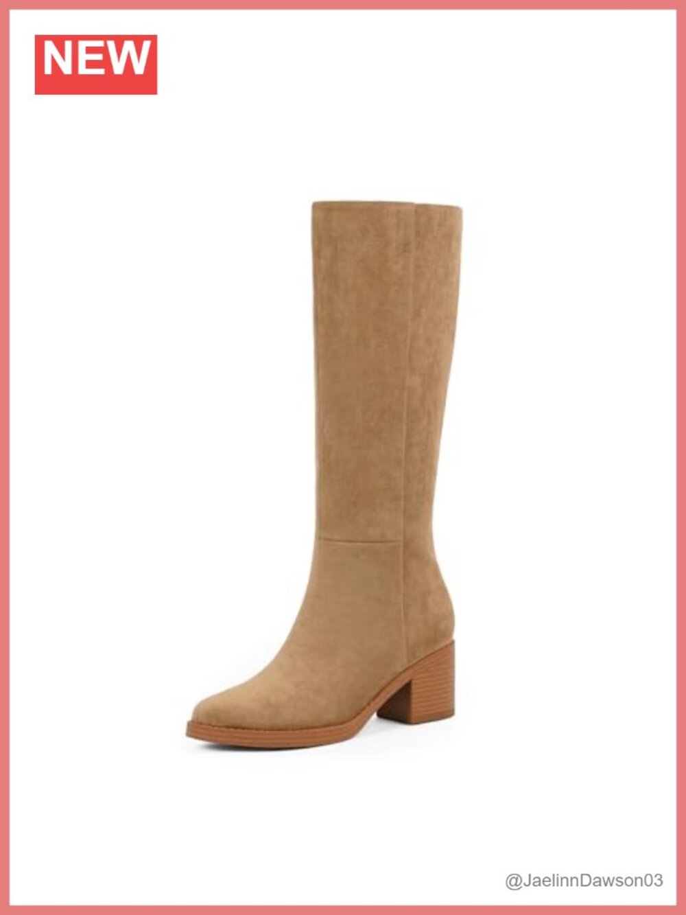 Knee High Boots Chunky Block Heel Round Toe Faux Suede Tall Boots